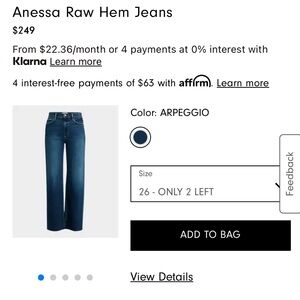 PAIGE Anessa Raw Hem Jeans - Dark Blue